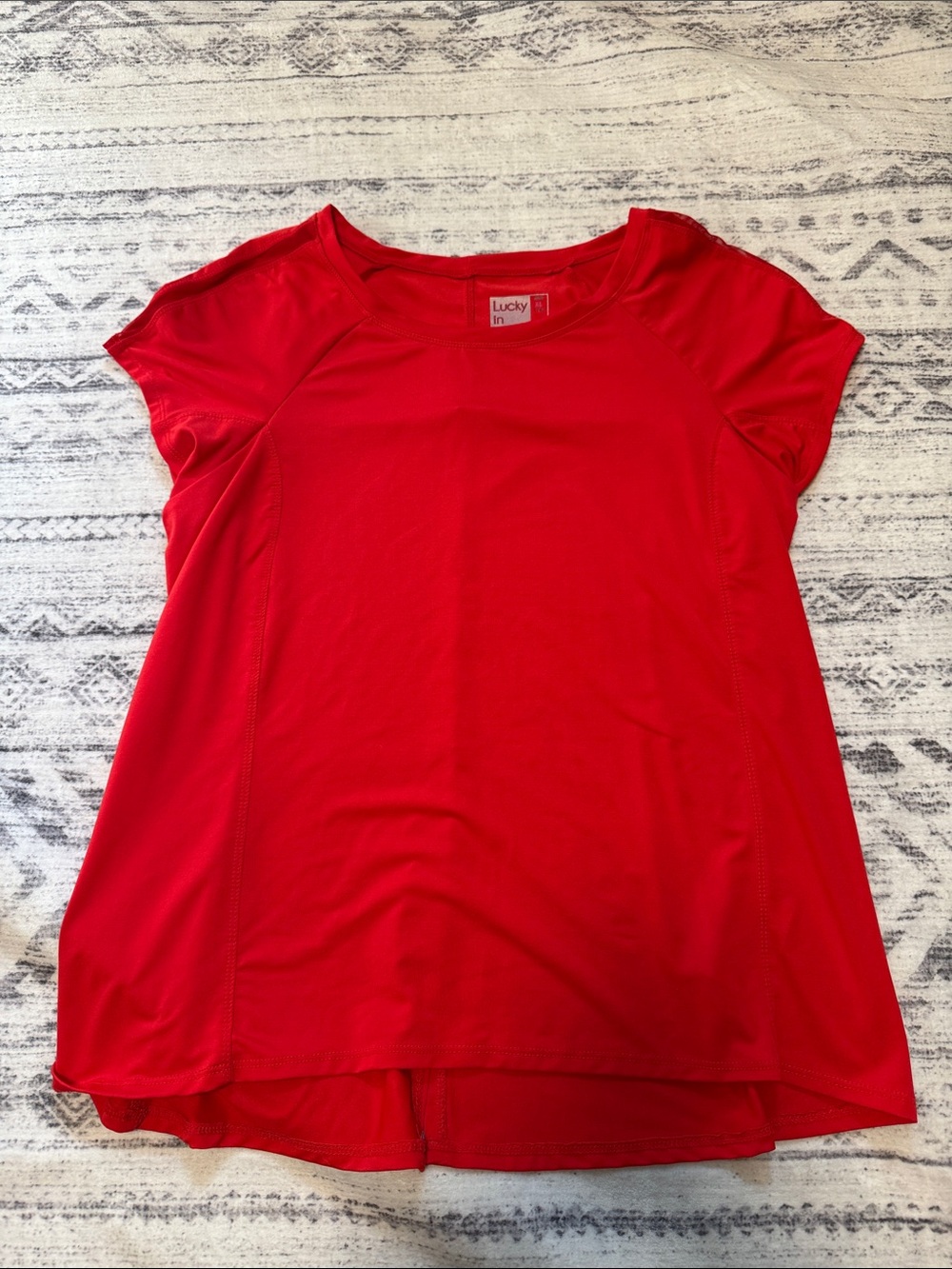 Lucky Brand Women's Vivid Red Short Sleeve Crew Tee